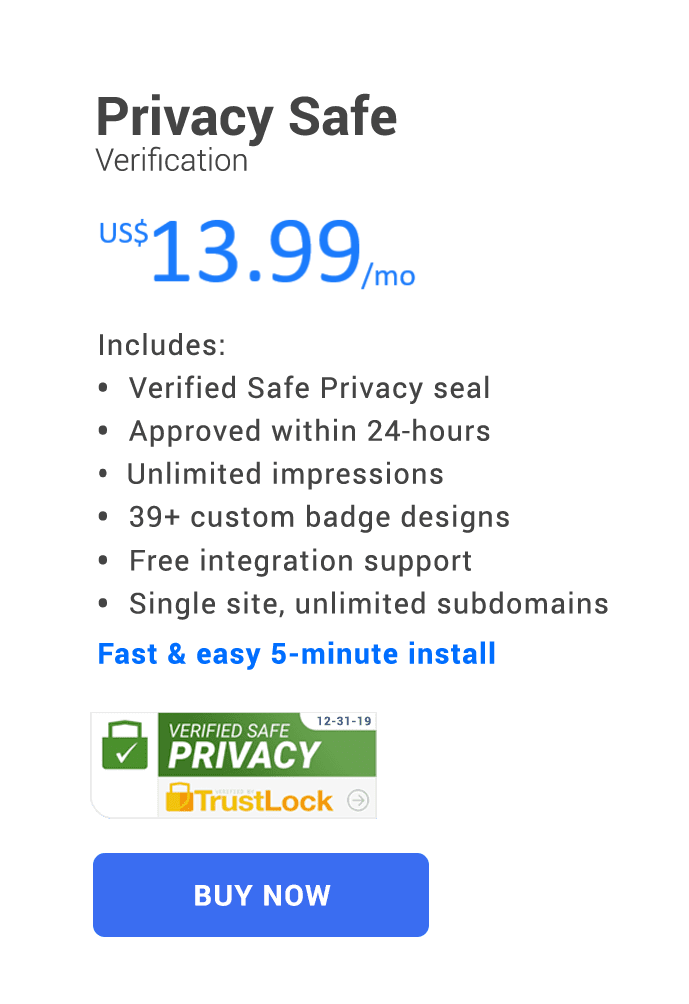 TrustLock trust badge privacy safe verification 13.99 per month